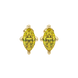 Marquise cut canary yellow gemstone earrings, yellow gold surprise diamond setting.