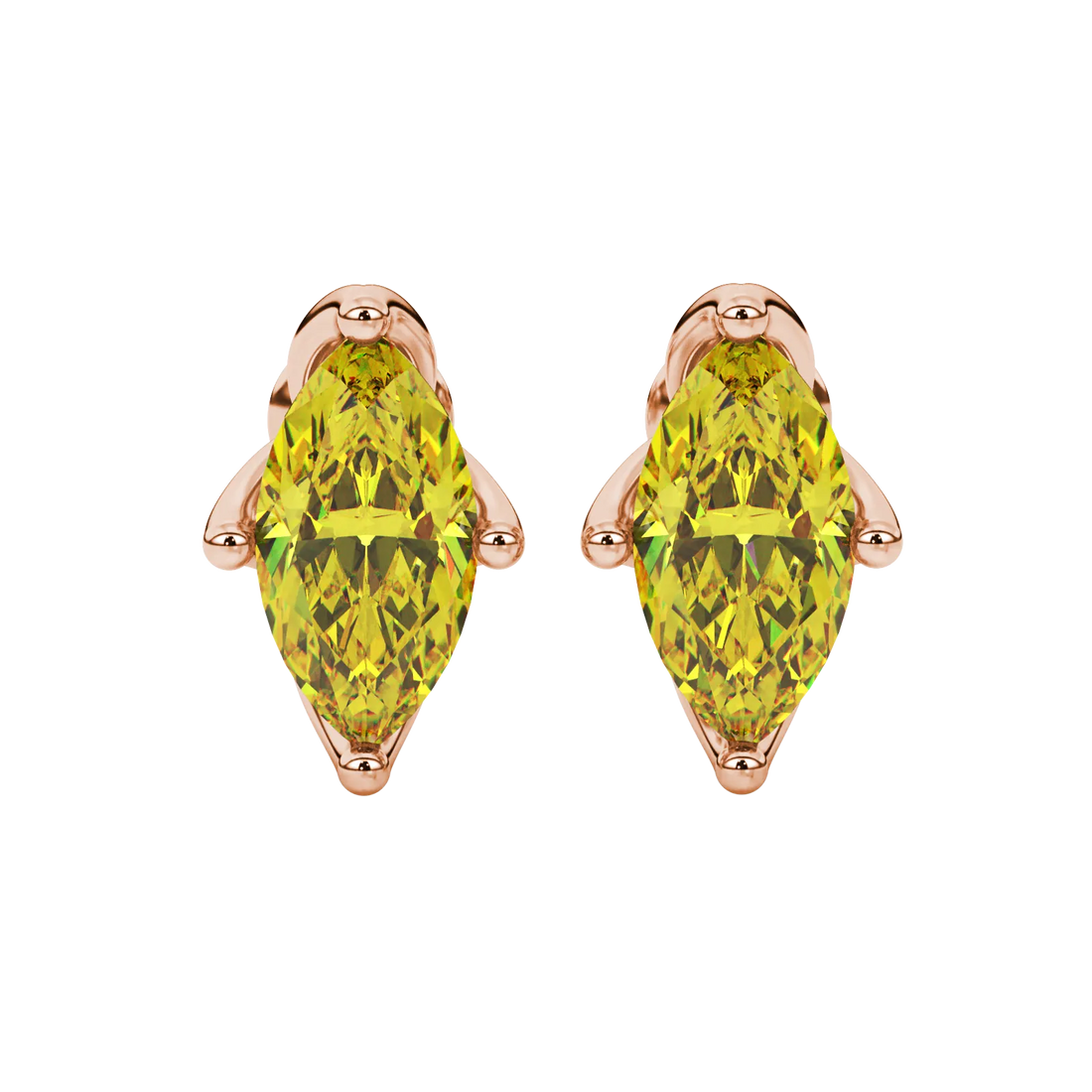 Marquise Cut Tulip Basket Gemstone Stud Earrings