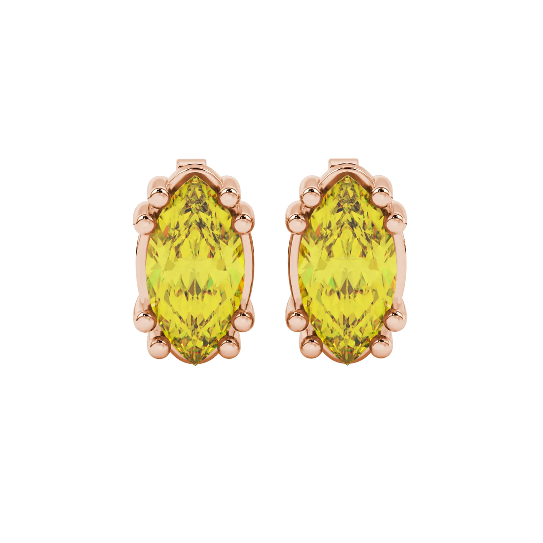 Marquise Cut Vintage Basket Gemstone Stud Earrings