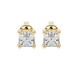 Asscher cut gemstone stud earrings in gold with four-prong basket setting and screw-back closure