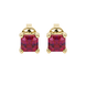 Asscher cut gemstone stud earrings in gold with four-prong basket setting and screw-back closure