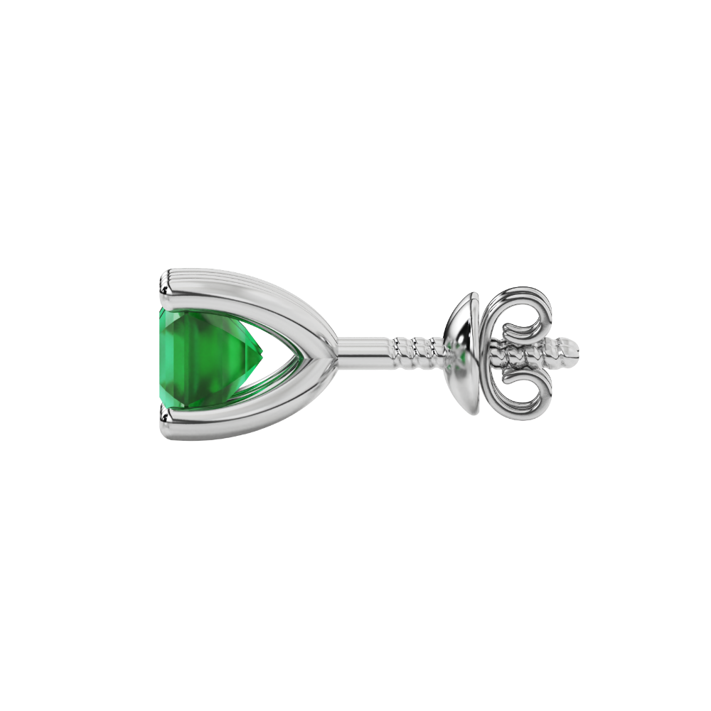 Asscher cut gemstone stud earrings in gold with four-prong basket setting and screw-back closure