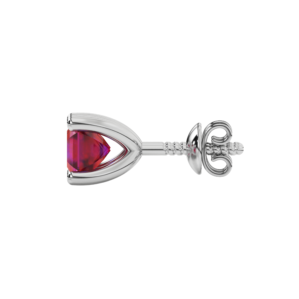 Asscher cut gemstone stud earrings in gold with four-prong basket setting and screw-back closure