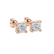 Asscher cut gemstone stud earrings in gold with four-prong basket setting and screw-back closure