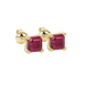 Asscher cut gemstone stud earrings in gold with four-prong basket setting and screw-back closure