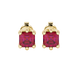 Asscher cut gemstone stud earrings in gold with six-prong basket setting and screw-back closure