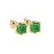 Asscher cut gemstone stud earrings in gold with six-prong basket setting and screw-back closure