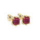 Asscher cut gemstone stud earrings in gold with six-prong basket setting and screw-back closure