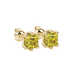 Asscher cut gemstone stud earrings in gold with six-prong basket setting and screw-back closure