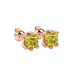 Asscher cut gemstone stud earrings in gold with six-prong basket setting and screw-back closure