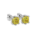 Asscher cut gemstone stud earrings in gold with six-prong basket setting and screw-back closure