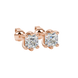 Asscher cut gemstone stud earrings in gold with six-prong basket setting and screw-back closure