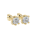 Asscher cut gemstone stud earrings in gold with six-prong basket setting and screw-back closure