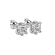 Asscher cut gemstone stud earrings in gold with six-prong basket setting and screw-back closure