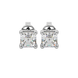 Asscher cut gemstone stud earrings in gold with four-prong basket setting and screw-back closure