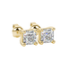Asscher cut gemstone stud earrings in gold with four-prong basket setting and screw-back closure