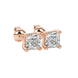 Asscher cut gemstone stud earrings in gold with four-prong basket setting and screw-back closure