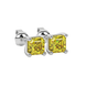 Asscher cut gemstone stud earrings in gold with four-prong basket setting and screw-back closure
