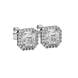 Asscher cut halo gemstone stud earrings in gold featuring 5.00 MM center gemstones surrounded by sparkling round diamond halos