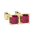 Asscher cut solitaire stud earrings in gold featuring 5.00 MM square gemstones in a classic four-prong setting