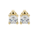 Asscher cut hidden halo stud earrings in gold featuring 5.00 MM gemstones with diamond accented basket setting