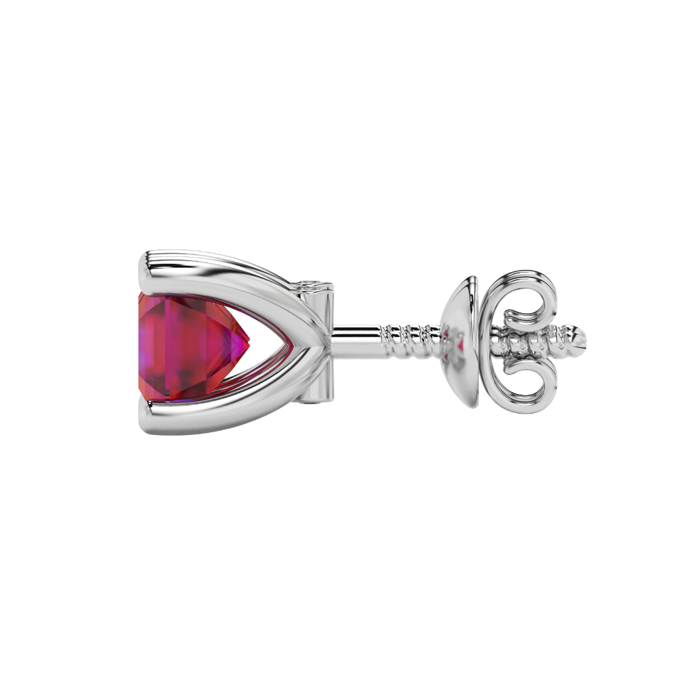 Hidden halo Asscher cut solitaire stud earrings featuring 5.00 MM gemstones in a four-prong gold setting