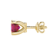 Hidden halo Asscher cut solitaire stud earrings featuring 5.00 MM gemstones in a four-prong gold setting