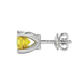 Hidden halo Asscher cut solitaire stud earrings featuring 5.00 MM gemstones in a four-prong gold setting