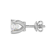 Hidden halo Asscher cut solitaire stud earrings featuring 5.00 MM gemstones in a four-prong gold setting