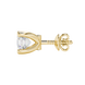 Hidden halo Asscher cut solitaire stud earrings featuring 5.00 MM gemstones in a four-prong gold setting