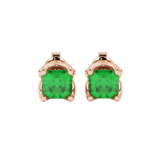 Emerald Green gemstone tulip basket stud earrings in rose gold