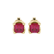 Red Asscher cut floral stud earrings in gold featuring 5.00 MM gemstones in a sculpted four-prong bloom setting
