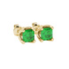 Green Asscher cut floral stud earrings in gold featuring 5.00 MM gemstones in a sculpted four-prong bloom setting