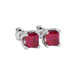 Red Asscher cut floral stud earrings in gold featuring 5.00 MM gemstones in a sculpted four-prong bloom setting