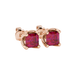 Red Asscher cut floral stud earrings in gold featuring 5.00 MM gemstones in a sculpted four-prong bloom setting