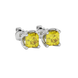 Yellow Asscher cut floral stud earrings in gold featuring 5.00 MM gemstones in a sculpted four-prong bloom setting
