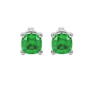 Emerald Green gemstone classic basket stud earrings in white gold