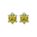 Yellow cushion cut gemstone stud earrings in gold featuring a refined six-prong basket setting