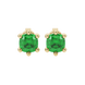 Green cushion cut gemstone stud earrings in gold featuring a refined six-prong basket setting