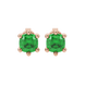 Green cushion cut gemstone stud earrings in gold featuring a refined six-prong basket setting