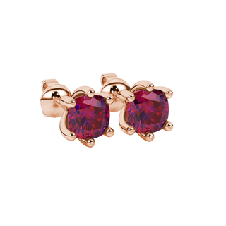 Raspberry Red gemstone six-prong stud earrings in rose gold
