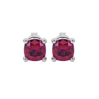 Raspberry Red gemstone stud earrings in white gold