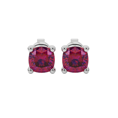 Raspberry Red gemstone stud earrings in white gold