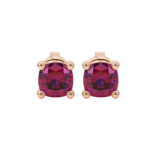Raspberry Red gemstone stud earrings in rose gold