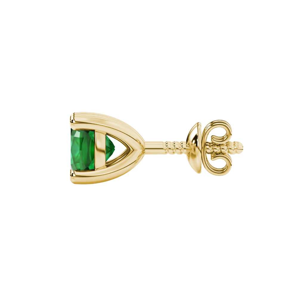 Green cushion cut gemstone stud earrings in white gold with four-prong basket setting