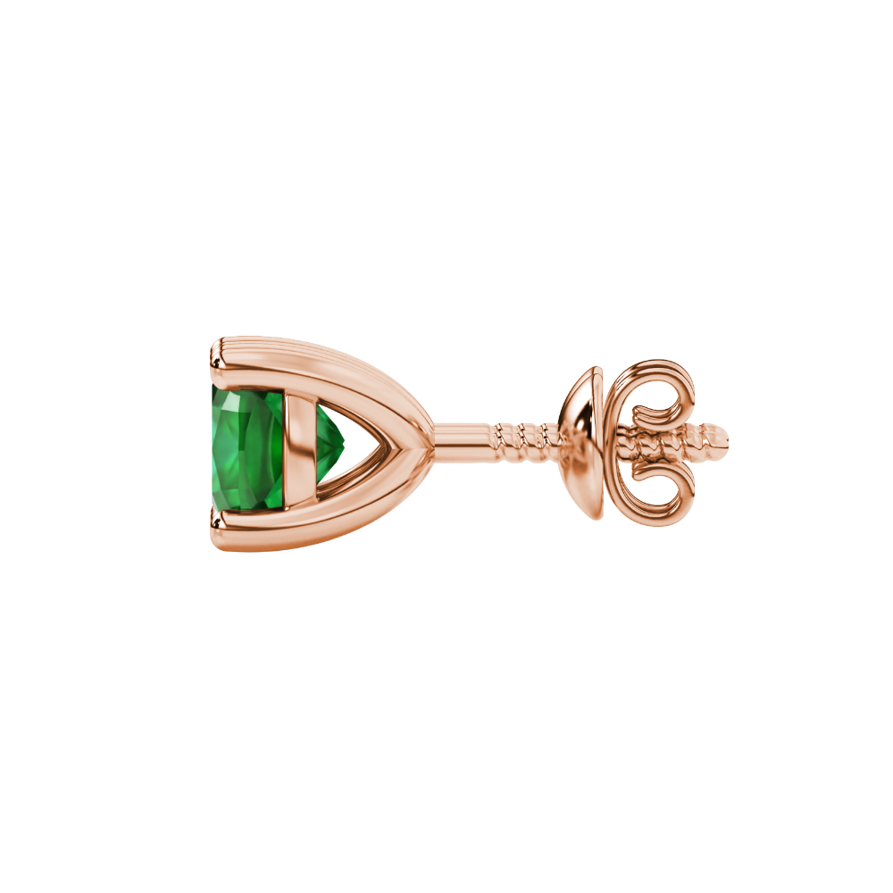 Green cushion cut gemstone stud earrings in white gold with four-prong basket setting