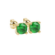 Green cushion cut gemstone stud earrings in white gold with four-prong basket setting