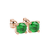 Green cushion cut gemstone stud earrings in white gold with four-prong basket setting