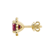 Red cushion cut gemstone stud earrings with double diamond halo in gold