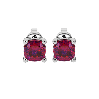 Raspberry Red gemstone stud earrings in white gold